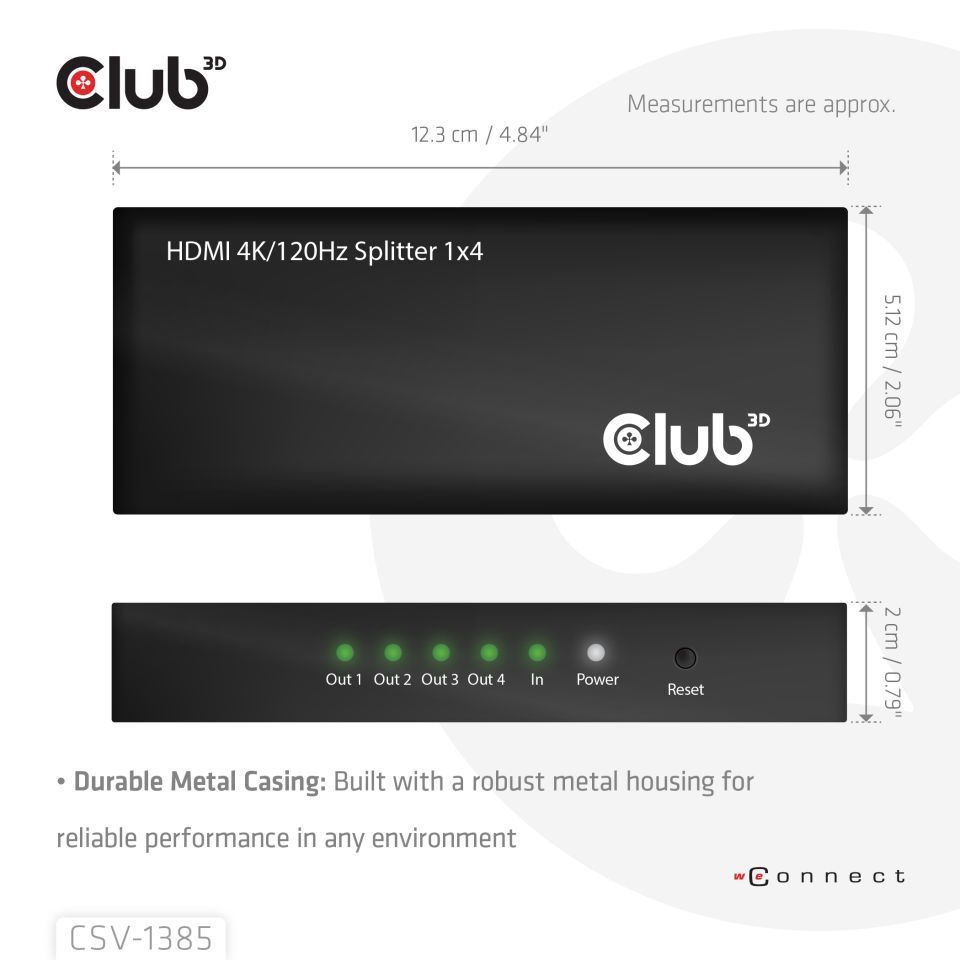 Club3D 1 to 4 HDMI Splitter 4K120Hz