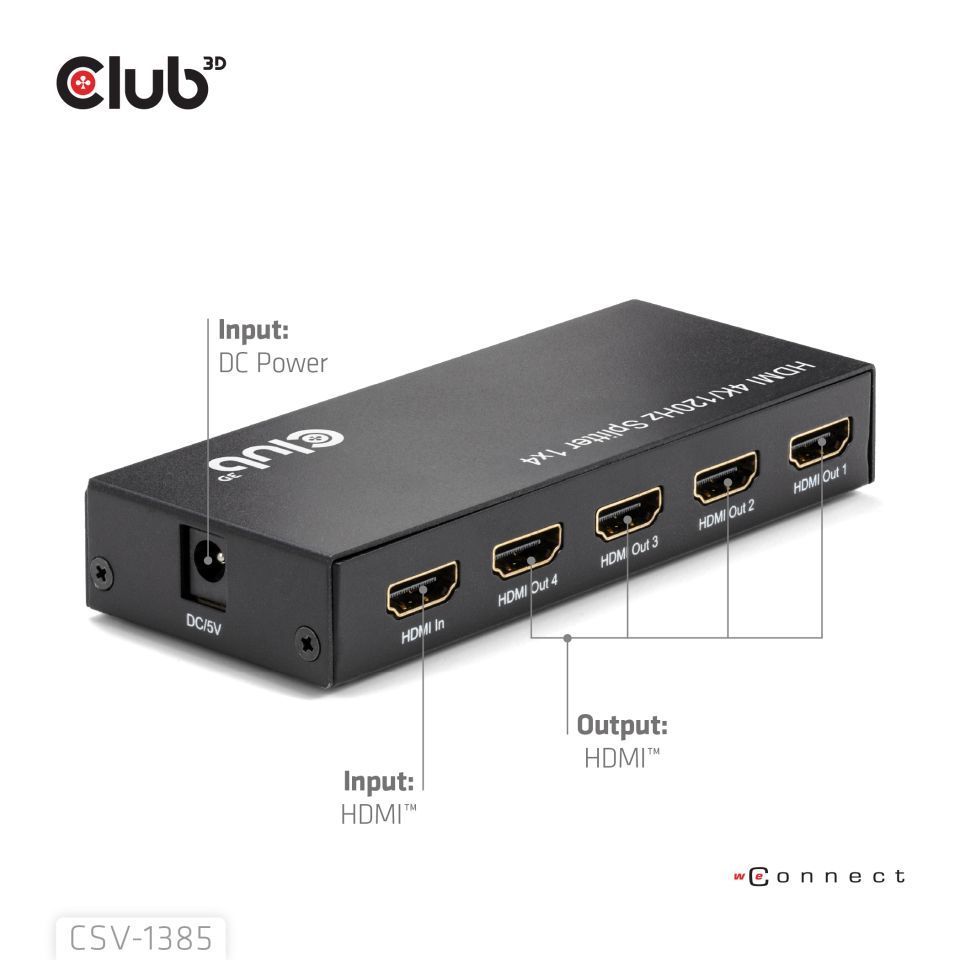 Club3D 1 to 4 HDMI Splitter 4K120Hz