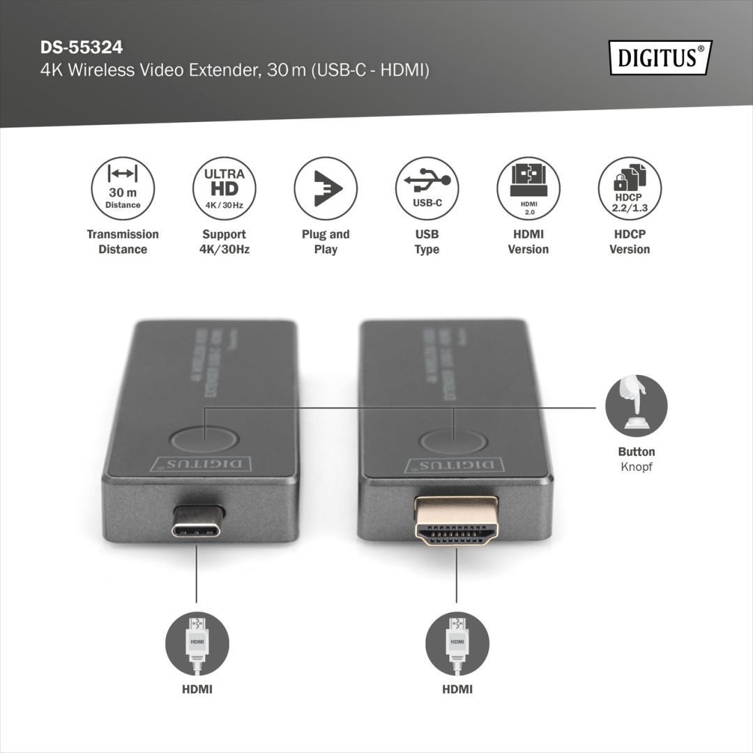 Digitus 4K wireless Video Extender Set 30m Digitus 4K wireless Video Extender Set 30m
