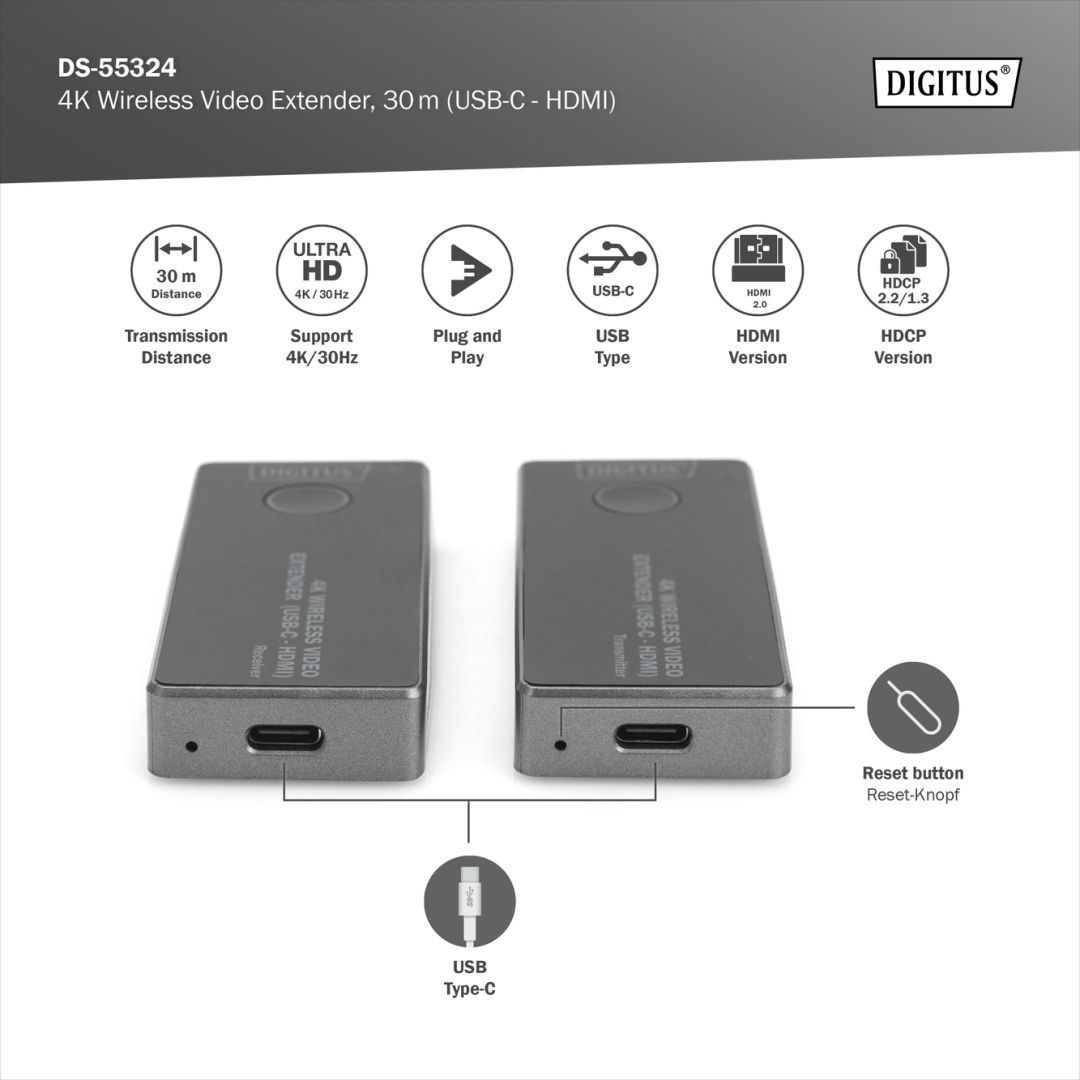 Digitus 4K wireless Video Extender Set 30m Digitus 4K wireless Video Extender Set 30m