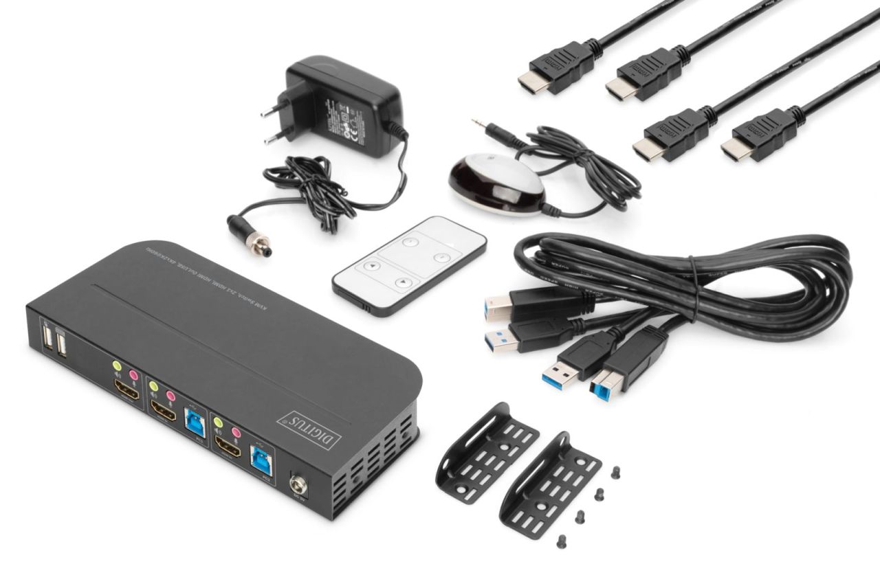 Digitus KVM Switch 2x1 HDMI HDMI Out USB 4Kx2K@60Hz Black Digitus KVM Switch 2x1 HDMI HDMI Out USB 4Kx2K@60Hz Black