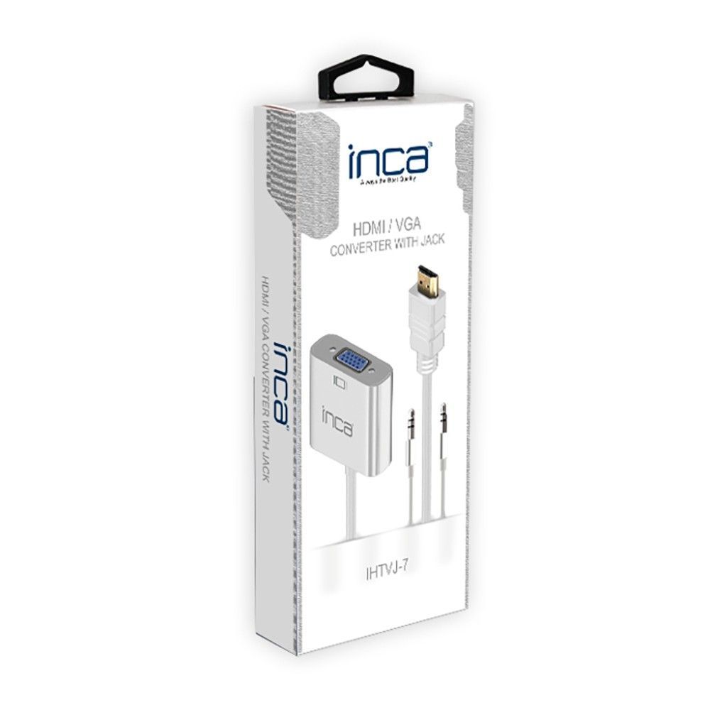 INCA IHTVJ-7 HDMI to VGA Converter with Jack Adapter White