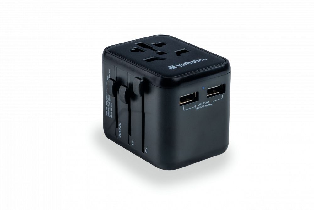 Verbatim Universal Travel Adapter UTA-01 Plug with 2 x USB-A ports Verbatim Universal Travel Adapter UTA-01 Plug with 2 x USB-A ports