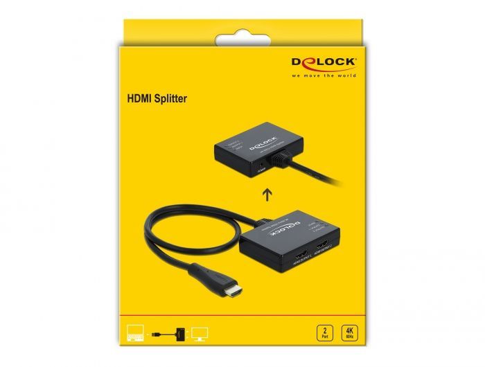 DeLock HDMI Splitter 1xHDMI in>2 x HDMI out 4K 60 Hz 0,6m Black DeLock HDMI Splitter 1xHDMI in>2 x HDMI out 4K 60 Hz 0,6m Black