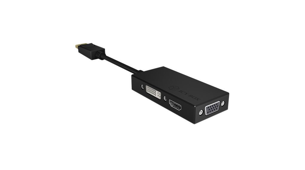 Raidsonic IcyBox IB-AC1031 3-in-1 Display port to HDMI / DVI-D / VGA adapter Black