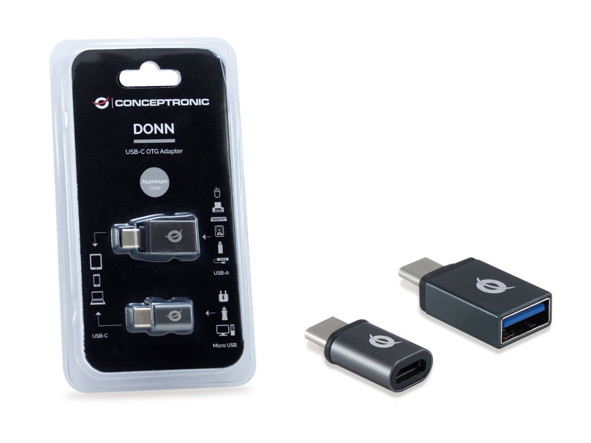 Conceptronic DONN04G USB-C OTG Adapter (2-Pack) (USB-C to USB-A & USB-C to microUSB)