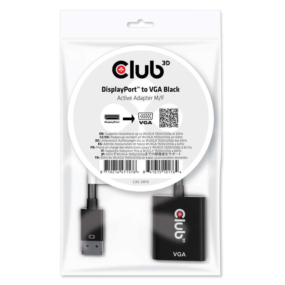 Club3D DisplayPort to VGA Black Active Adapter M/F