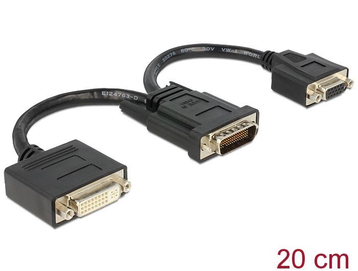 DeLock DMS-59 male > DVI 24+5 female + VGA female 20cm Adapter Black DeLock DMS-59 male > DVI 24+5 female + VGA female 20cm Adapter Black