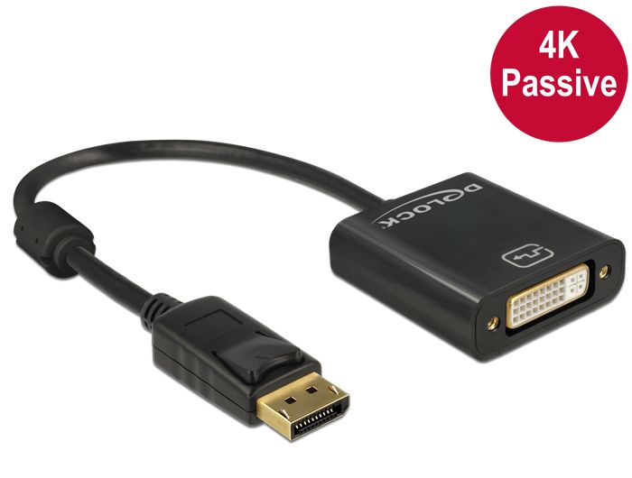 DeLock Displayport 1.2 male to DVI female 4K passzív adapter Black DeLock Displayport 1.2 male to DVI female 4K passzív adapter Black