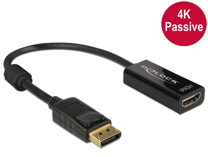 DeLock Adapter Displayport 1.2 male > HDMI female 4K Passive Black DeLock Adapter Displayport 1.2 male > HDMI female 4K Passive Black