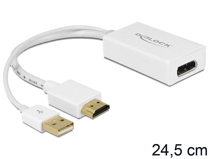 DeLock Adapter HDMI-A male > Displayport 1.2 female White DeLock Adapter HDMI-A male > Displayport 1.2 female White