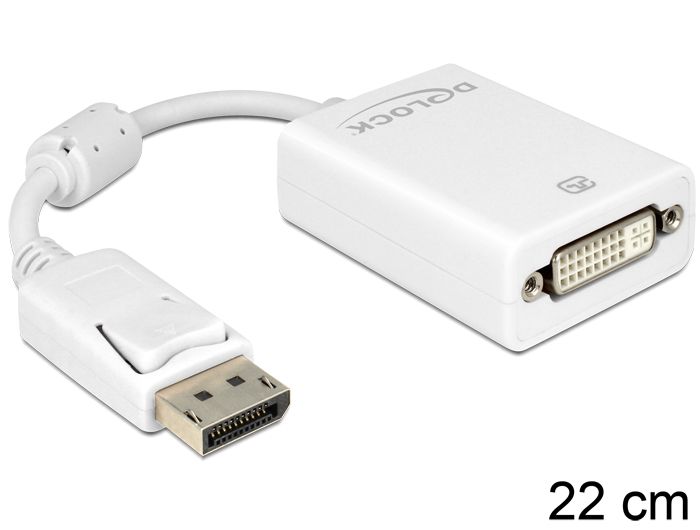DeLock Displayport 1.1 male > DVI-I (Dual Link) (24+5) female Passive Adapter White DeLock Displayport 1.1 male > DVI-I (Dual Link) (24+5) female Passive Adapter White