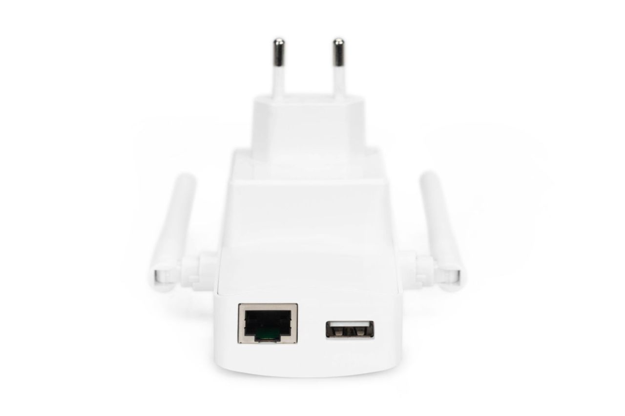 Digitus 300Mbps Wireless Repeater / Access Point 2.4GHz + USB Charging Port White