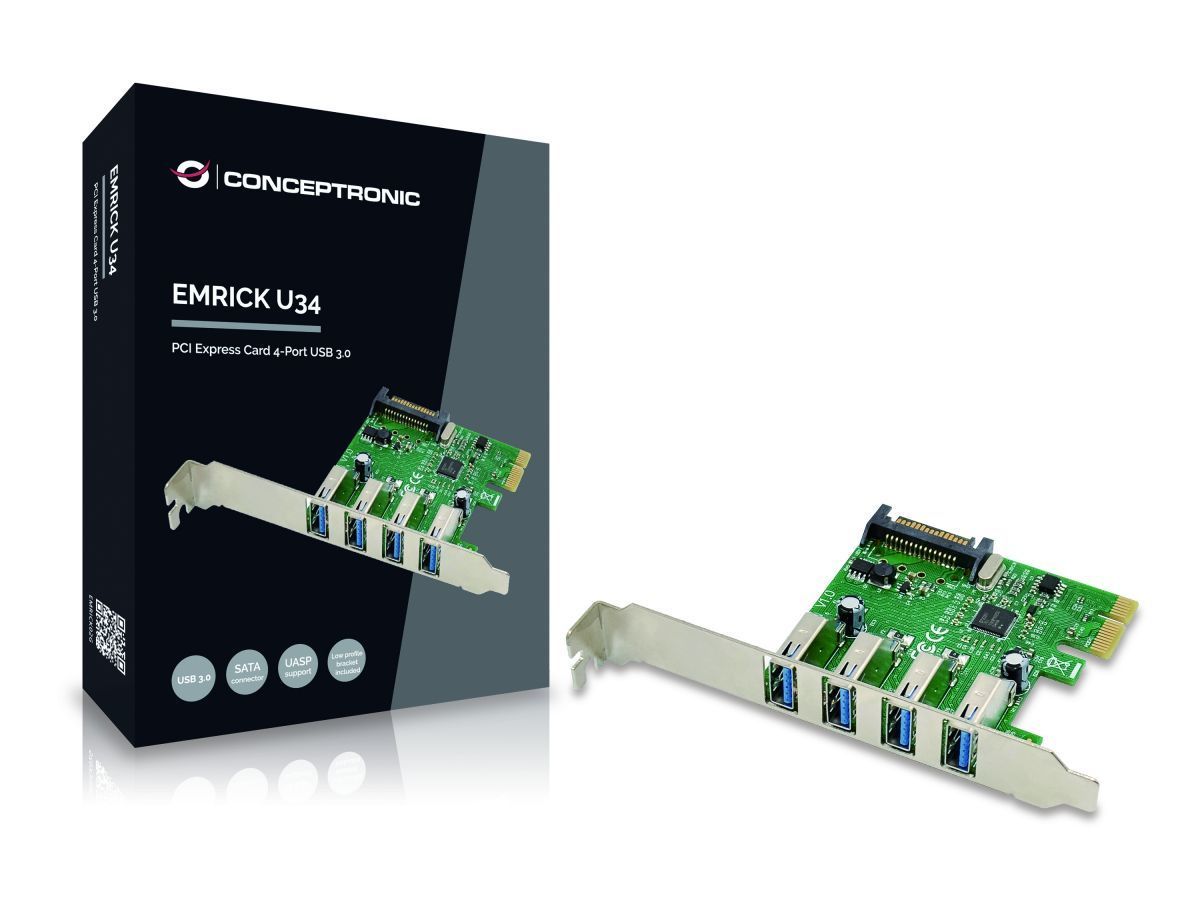 Conceptronic EMRICK02G 4-Port USB 3.0 PCIe Card