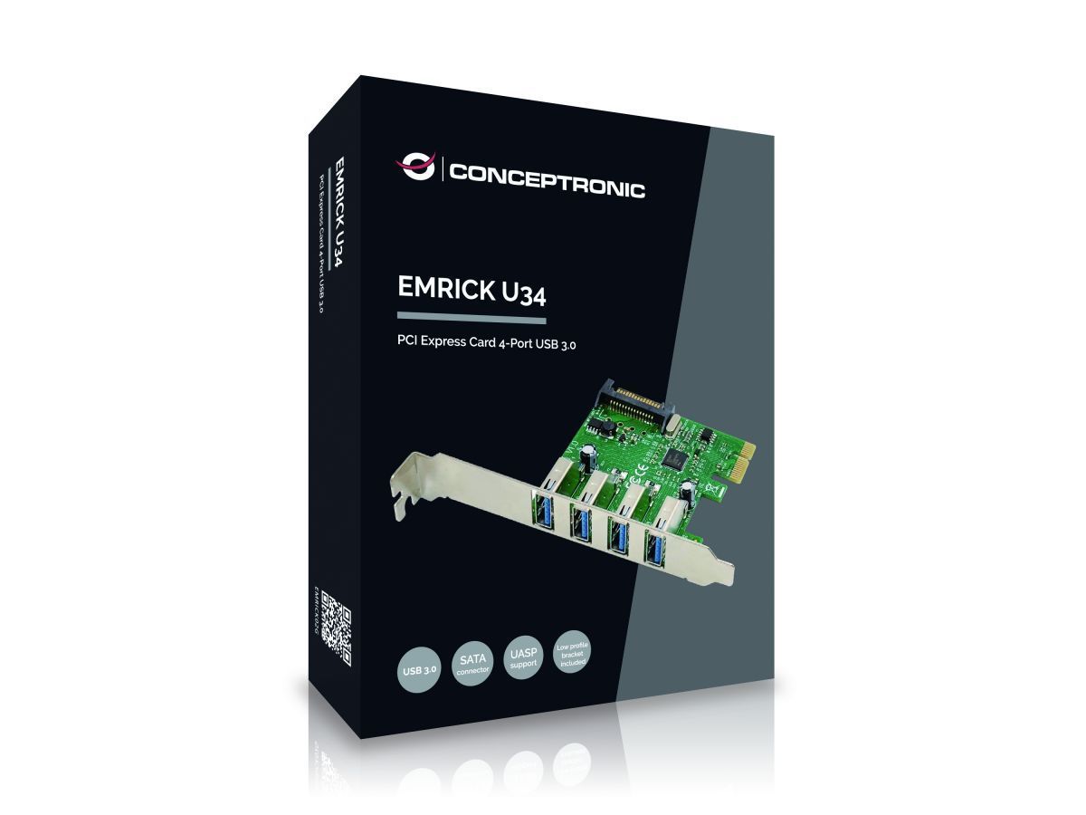 Conceptronic EMRICK02G 4-Port USB 3.0 PCIe Card