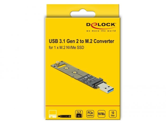 DeLock Converter for M.2 NVMe PCIe SSD with USB 3.1 Gen 2 DeLock Converter for M.2 NVMe PCIe SSD with USB 3.1 Gen 2
