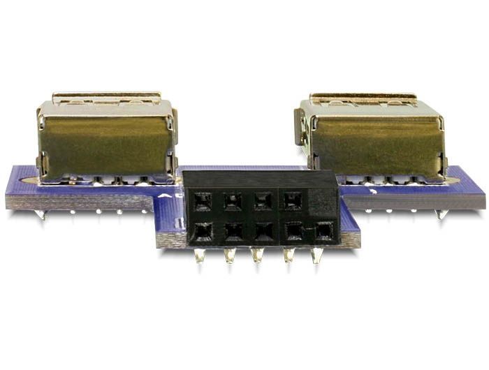 DeLock USB pin header female > 2x USB 2.0 female - up