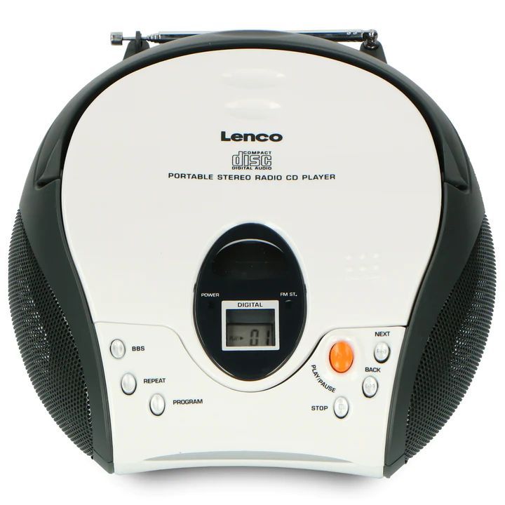 Lenco SCD-24 portable stereo FM radio with CD player White