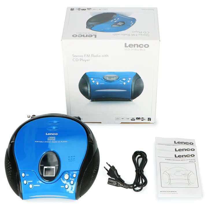 Lenco SCD-24 Portable stereo FM radio with CD player Blue/Black