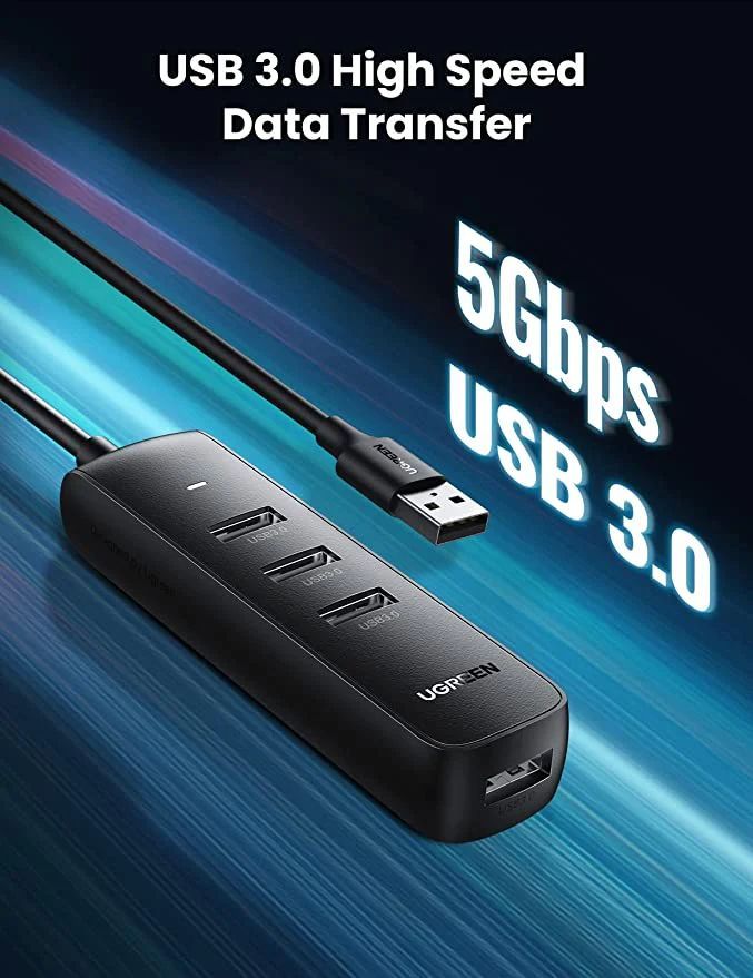 UGREEN 4-portos USB3.0 HUB Black