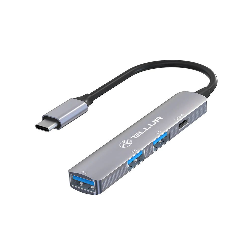 Tellur 4-portos USB3.0 HUB Aluminium Silver