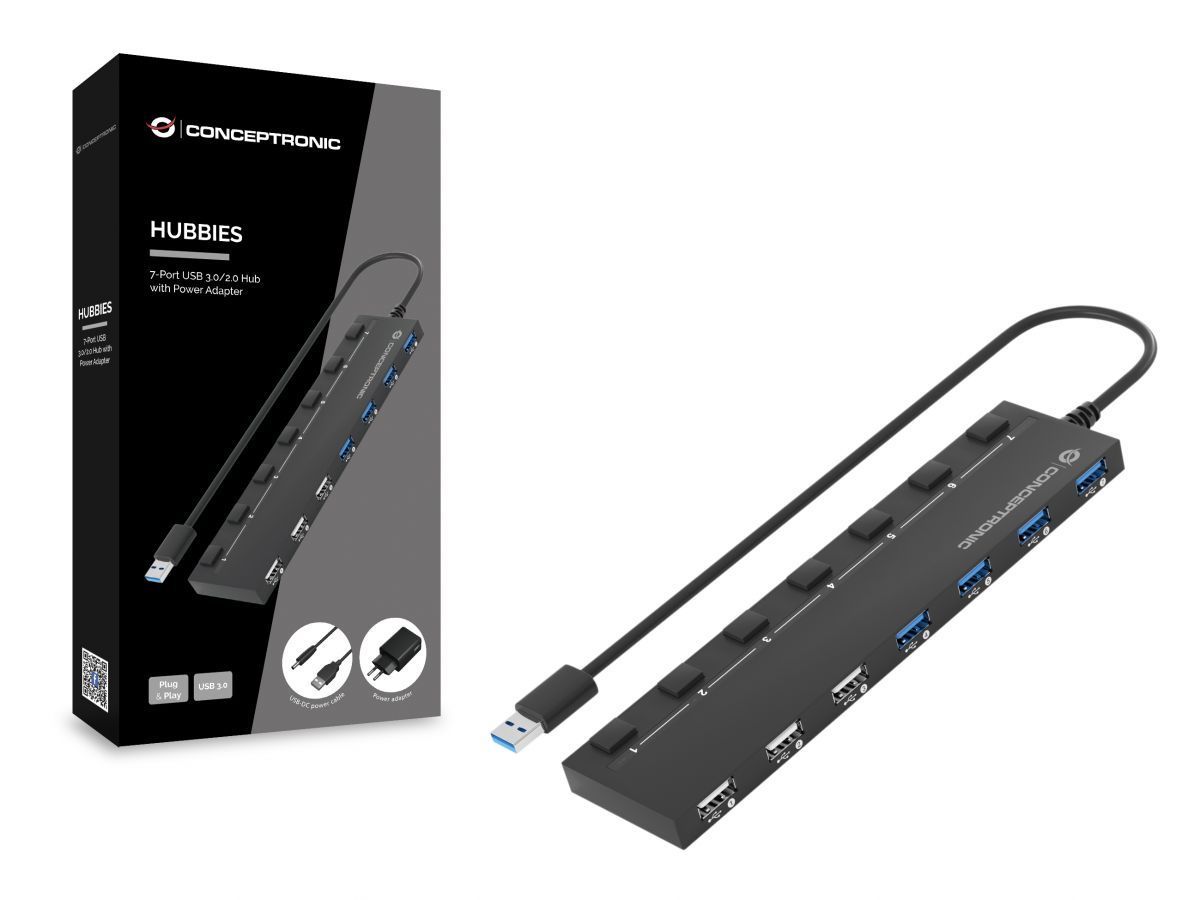 Conceptronic 7-Port USB 3.0/2.0 HUB Black