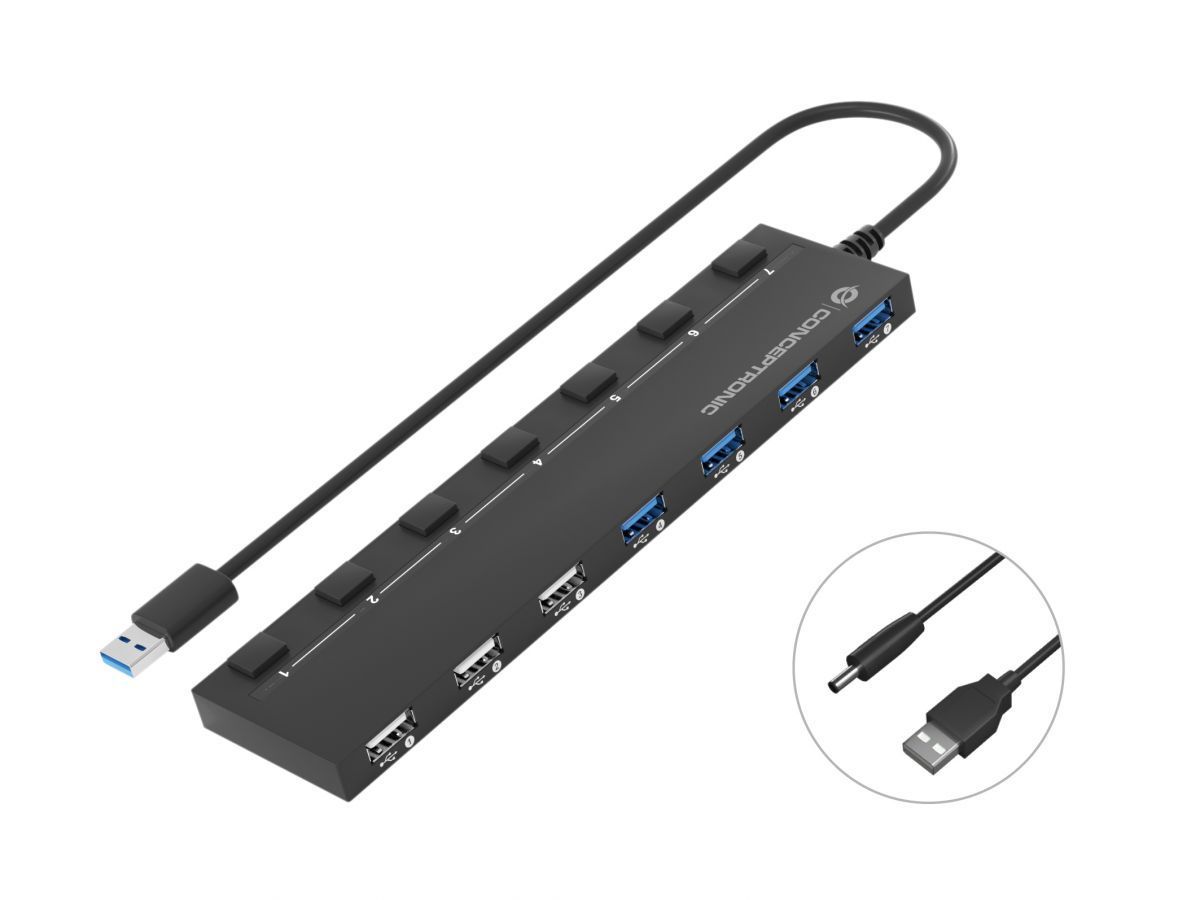 Conceptronic 7-Port USB 3.0/2.0 HUB Black