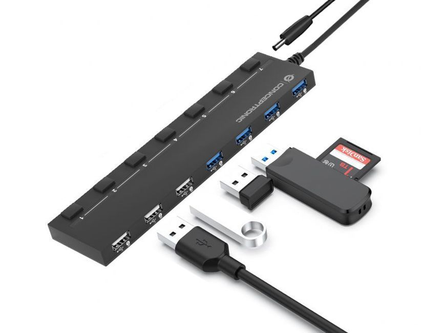 Conceptronic 7-Port USB 3.0/2.0 HUB Black