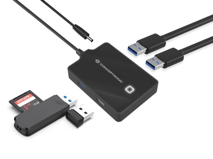 Conceptronic 4-Port USB 3.0/2.0 HUB Black