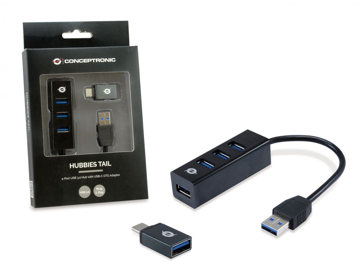 Conceptronic 4-Port USB 3.0 HUB Black