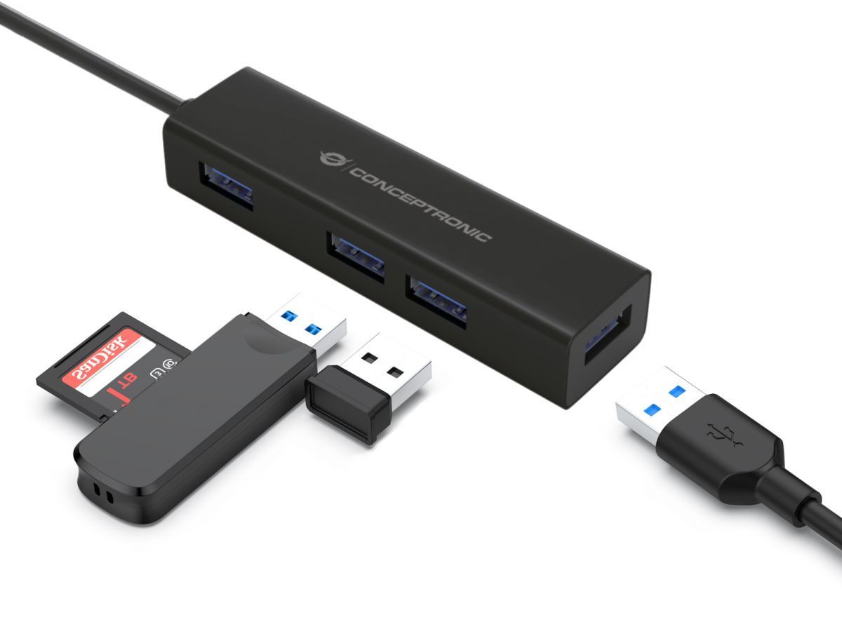 Conceptronic 4-Port USB-C HUB Black