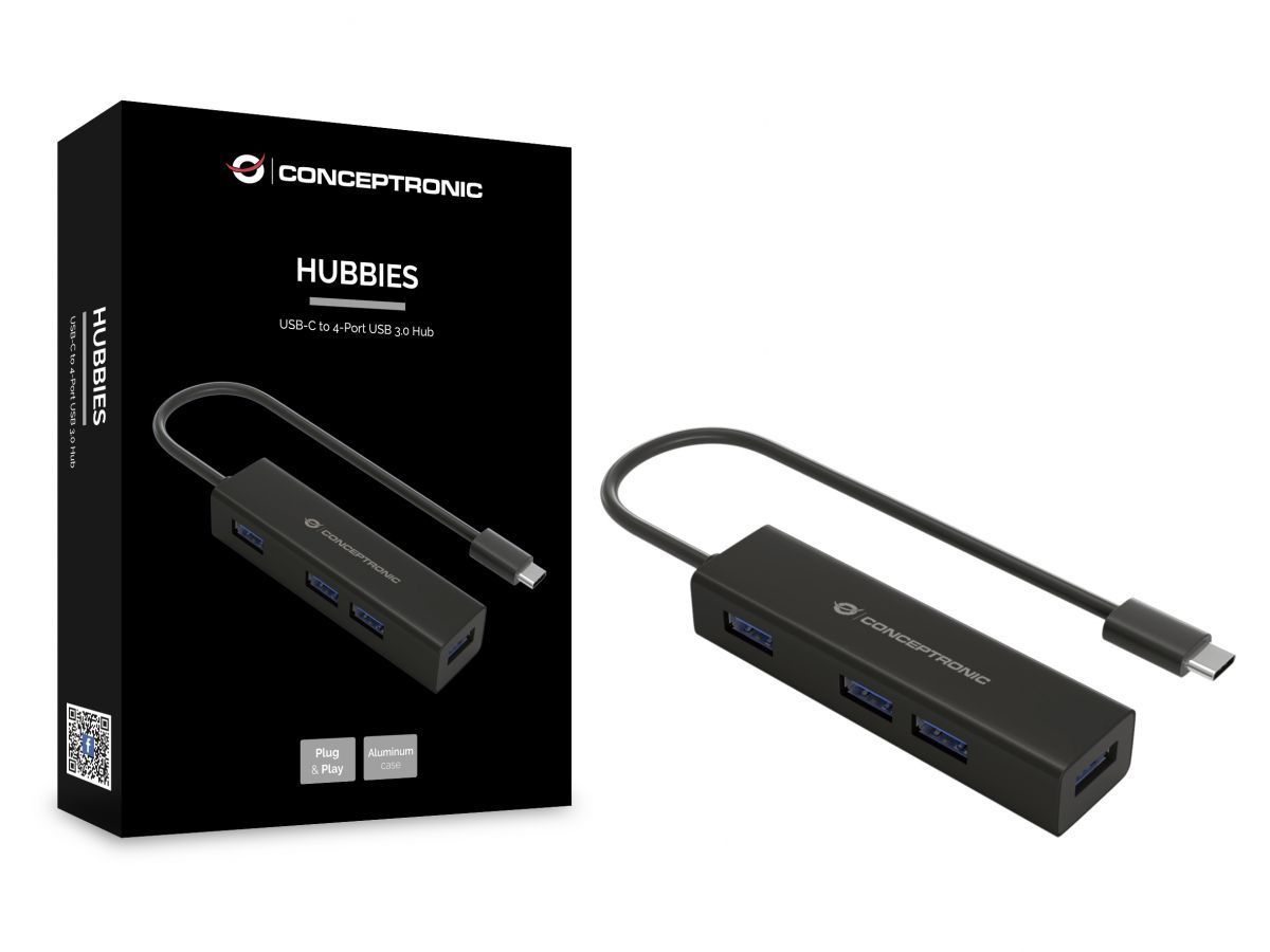 Conceptronic 4-Port USB-C HUB Black