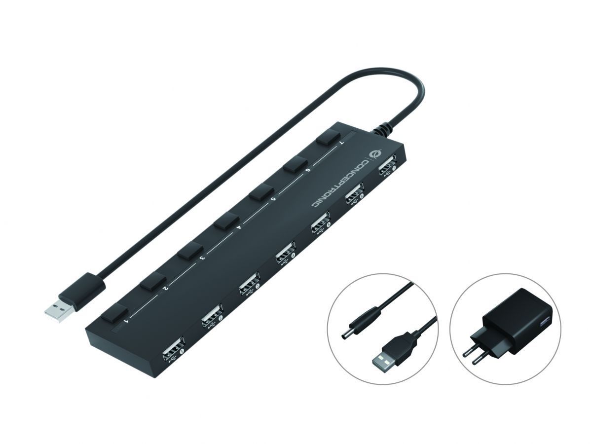 Conceptronic 7-Port USB 2.0 HUB Black