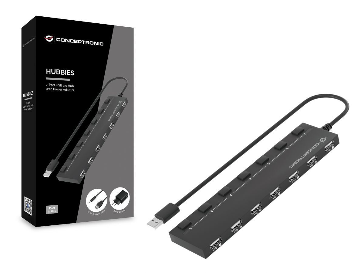 Conceptronic 7-Port USB 2.0 HUB Black