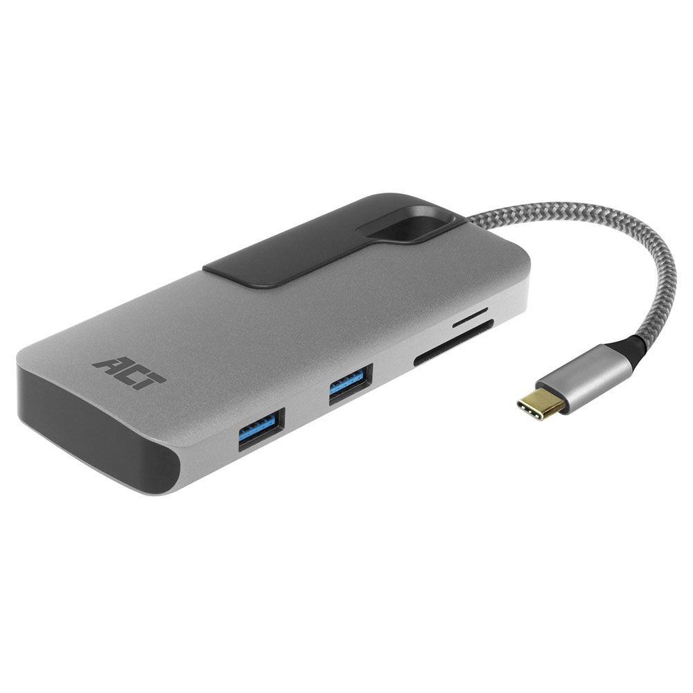 ACT AC7052 USB-C Hub 3 port with CardReader Grey ACT AC7052 USB-C Hub 3 port with CardReader Grey