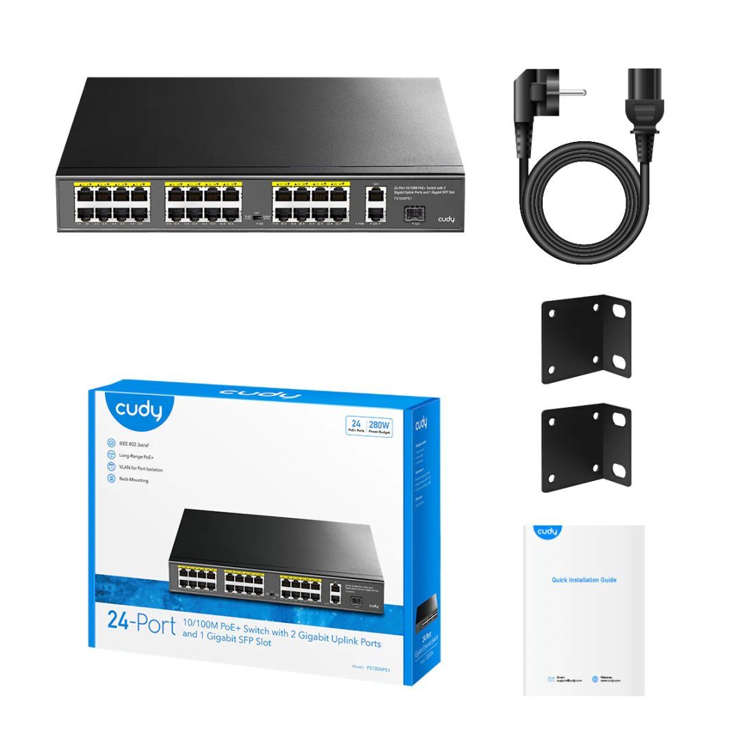 Cudy FS1026PS1 24-FE PoE Switch with 2 Uplink GbE and 1 Uplink SFP