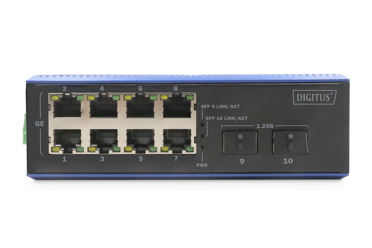 Digitus Industrial 8 + 2 -Port Gigabit Ethernet PoE Switch Digitus Industrial 8 + 2 -Port Gigabit Ethernet PoE Switch