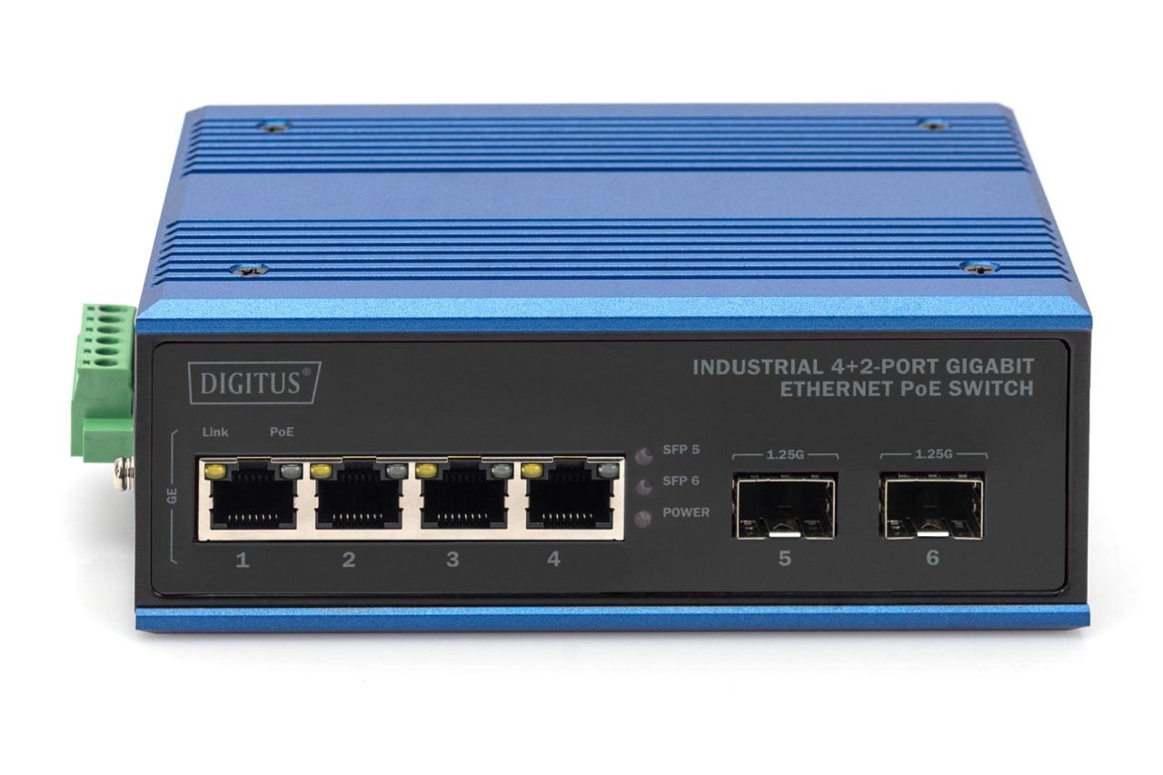 Digitus Industrial 4+2-Port Gigabit Ethernet PoE Switch Digitus Industrial 4+2-Port Gigabit Ethernet PoE Switch