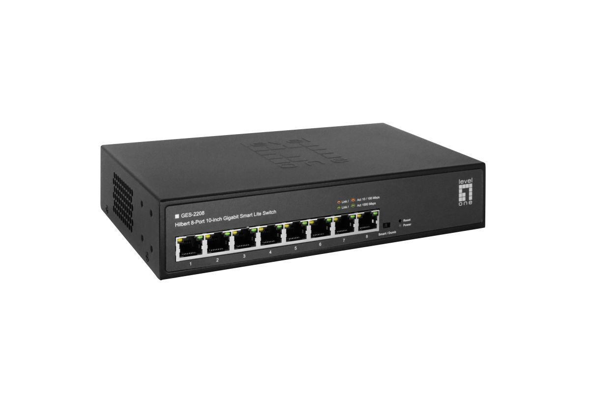 LevelOne GES-2208 Hilbert 8-Port 10-inch Gigabit Smart Lite Switch