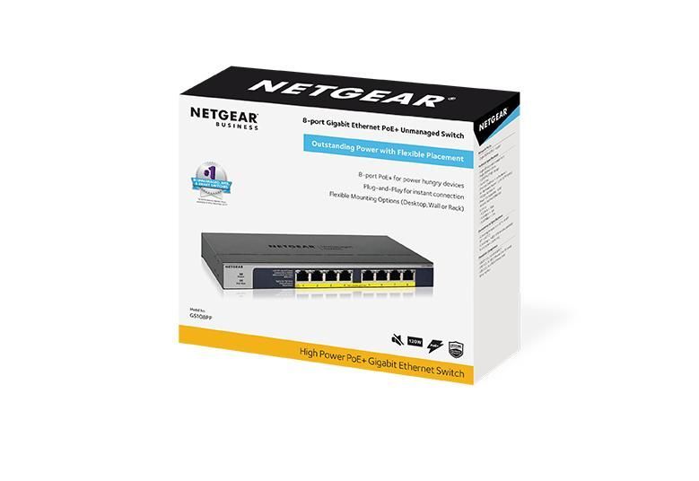 Netgear 8-Port Gigabit Ethernet High-power PoE+ Unmanaged Switch with FlexPoE (123W)