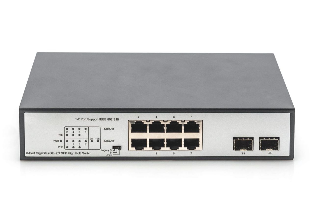 Digitus 8-Port Gigabit PoE Switch 19 Zoll Unmanaged 2 Uplinks Silver Digitus 8-Port Gigabit PoE Switch 19 Zoll Unmanaged 2 Uplinks Silver
