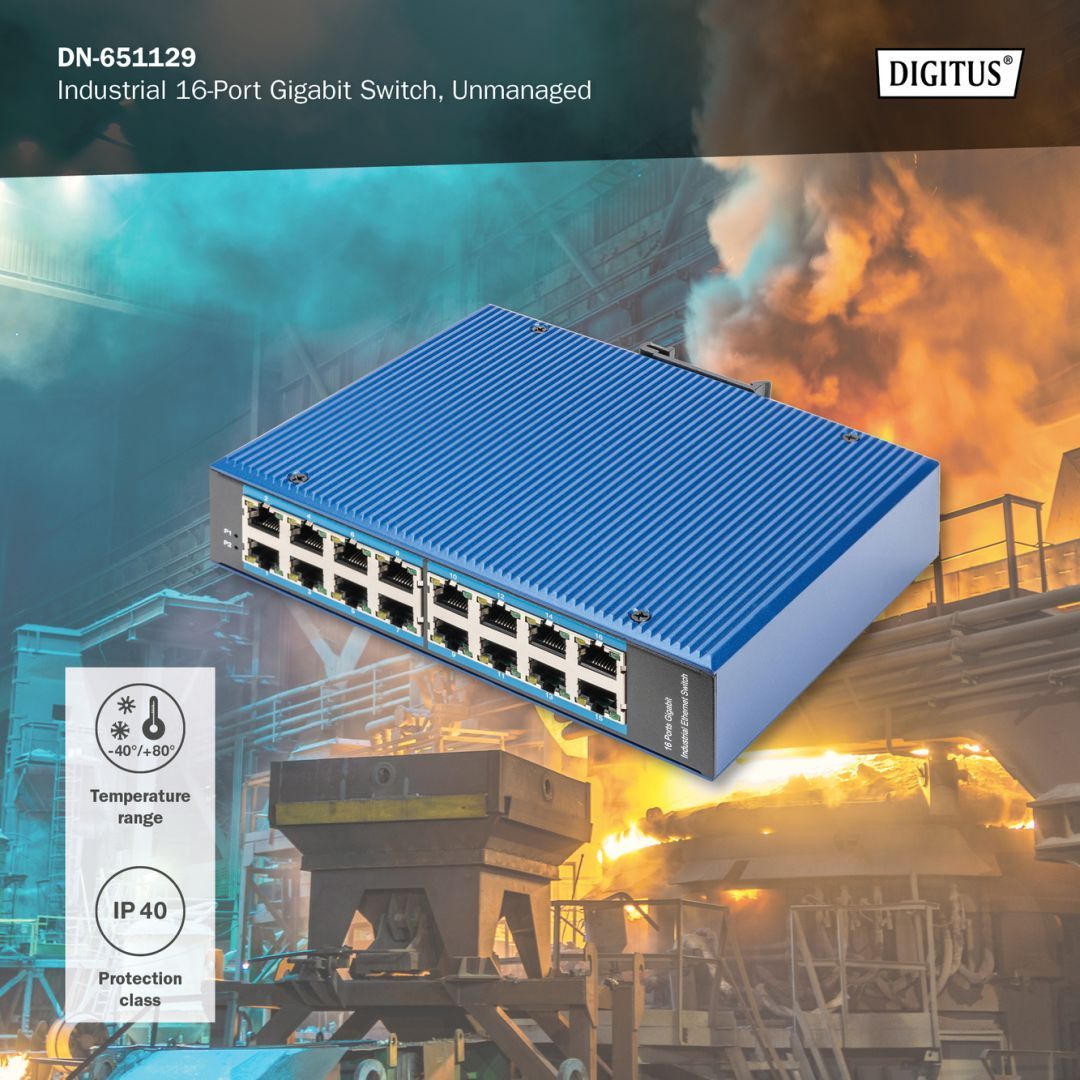Digitus 16 Port 10/100/1000Mbps Gigabit Ethernet Network Switch Blue Digitus 16 Port 10/100/1000Mbps Gigabit Ethernet Network Switch Blue