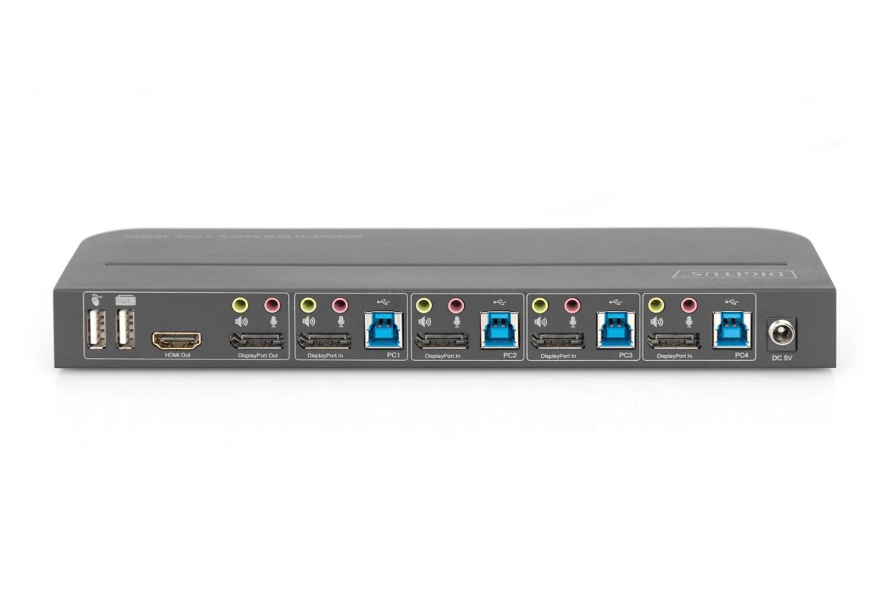 Digitus KVM Switch, 4-Port, 4K60Hz, 4x DP in, 1x DP/HDMI out Digitus KVM Switch, 4-Port, 4K60Hz, 4x DP in, 1x DP/HDMI out