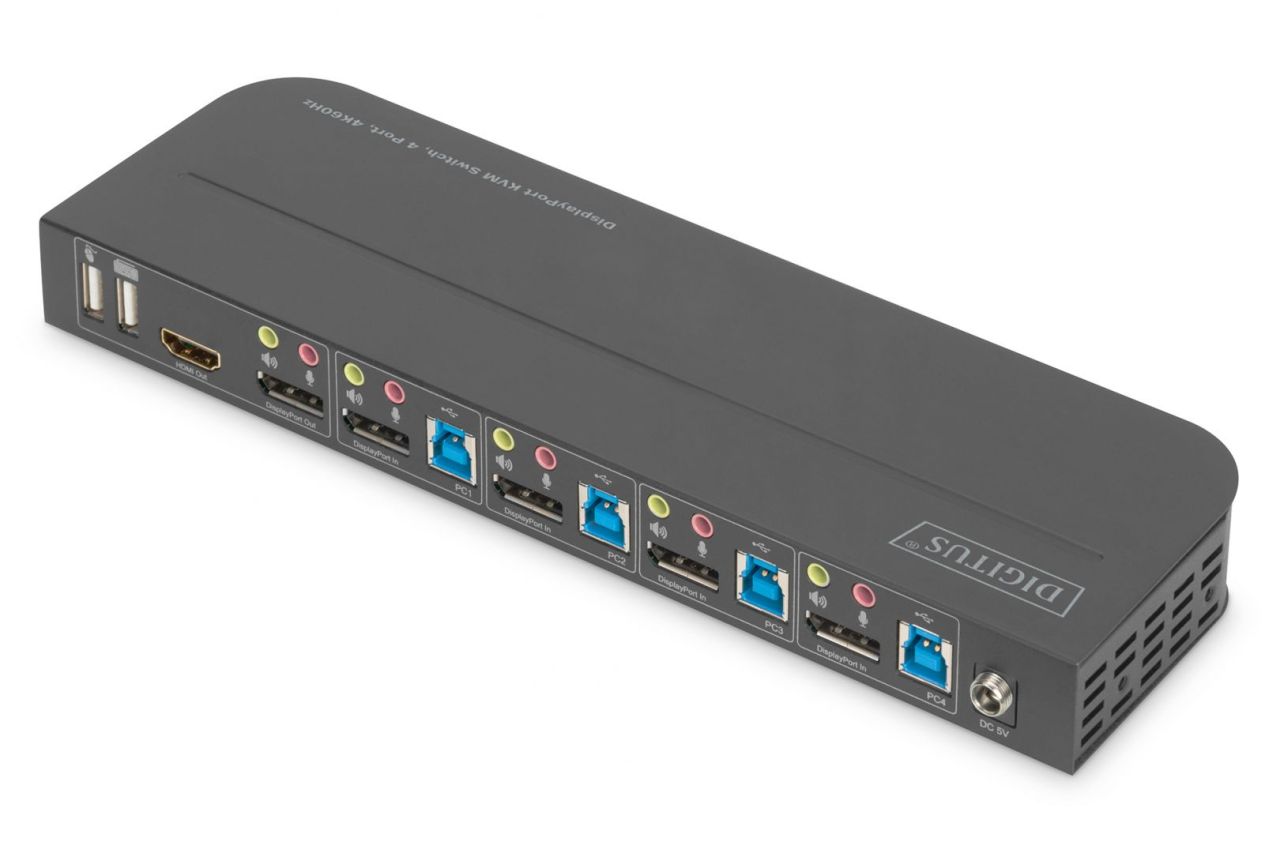 Digitus KVM Switch, 4-Port, 4K60Hz, 4x DP in, 1x DP/HDMI out Digitus KVM Switch, 4-Port, 4K60Hz, 4x DP in, 1x DP/HDMI out