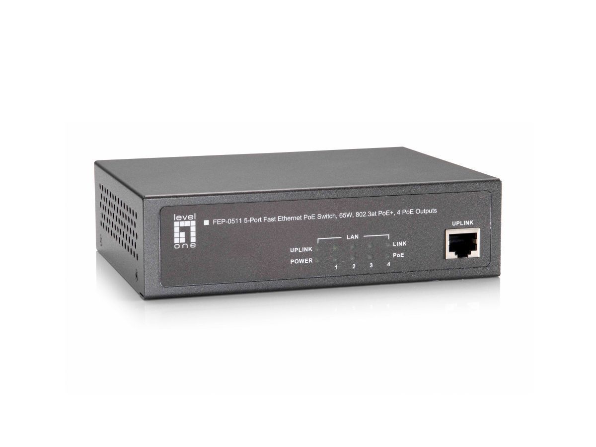 LevelOne FEP-0511 5-Port Fast Ethernet PoE Switch