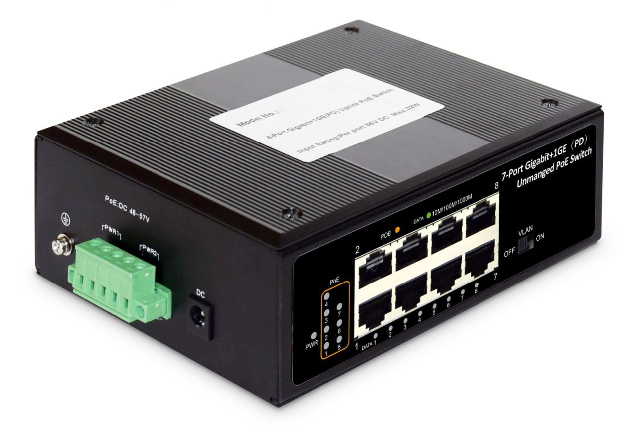 Digitus Industrial 7-port Gigabit PoE+Switch+1 PD-port Digitus Industrial 7-port Gigabit PoE+Switch+1 PD-port