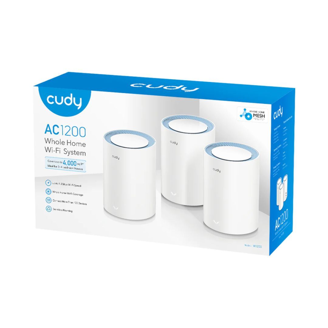 Cudy M1200 AC1200 Dual Band Whole Home Wi-Fi Mesh System (3-Pack)