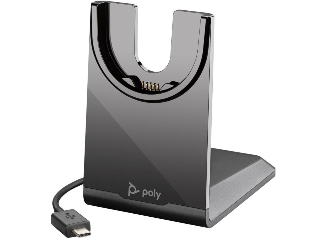 Poly Plantronics Voyager 4320 USB-C Bluetooth Headset +BT700 dongle +Charging Stand Black