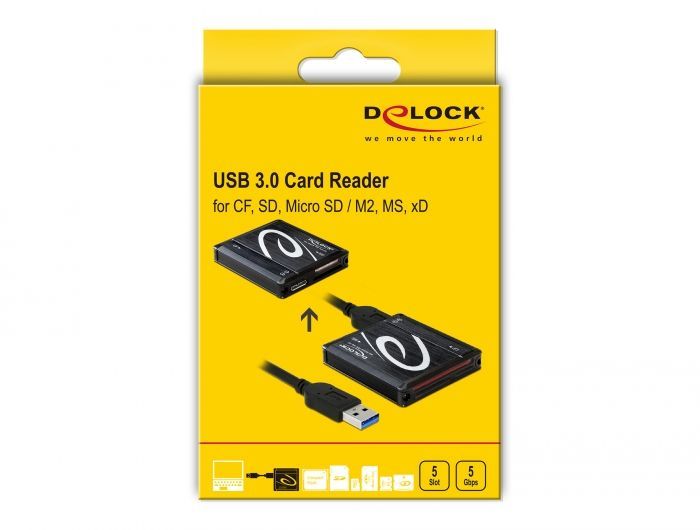 DeLock USB 3.0 All in 1 Card Reader Black DeLock USB 3.0 All in 1 Card Reader Black
