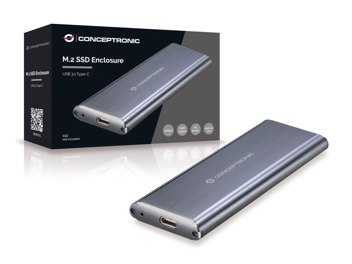 Conceptronic M.2 USB 3.2 SATA SSD Enclosure Grey